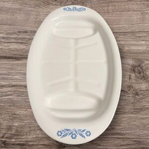 Vintage Corning Ware P-19 oval meat platter in the classic "Blue Cornflower”